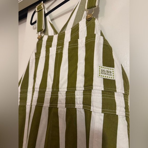 Big Bud Press Pants - Big Bud Press Olive and White Striped Overalls